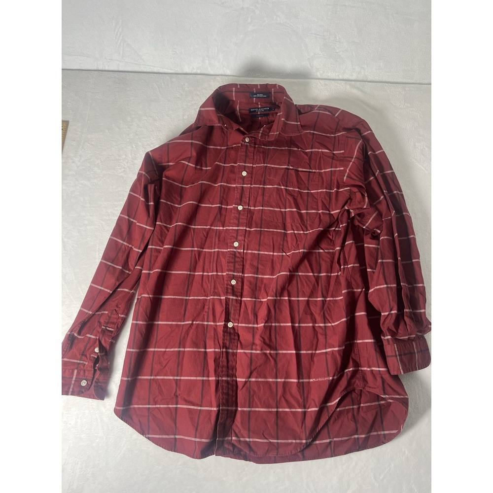 Daniel Cremieux Men’s Long Sleeve Button Up Shirt Classic Red Striped Size Large